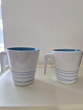 Ikea Hurrig Mugs Set Of 2 White And Blue